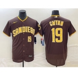 Men's San Diego Padres #19 Tony Gwynn Number Brown Stitched MLB Flex Base Nike Jersey