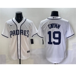 Men's San Diego Padres #19 Tony Gwynn White Cool Base Stitched Baseball Jersey