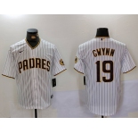 Men's San Diego Padres #19 Tony Gwynn White Team Logo Stitched Cool Base Nike Jersey