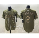 Men's San Diego Padres #2 Xander Bogaerts Olive 2026 Armed Forces Day Stitched Baseball Jersey
