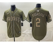 Men's San Diego Padres #2 Xander Bogaerts Olive 2026 Armed Forces Day Stitched Baseball Jersey