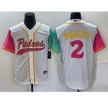Men's San Diego Padres #2 Xander Bogaerts White NEW 2023 City Connect Cool Base Stitched Jersey1