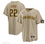Men's San Diego Padres #22 Juan Soto Brown Team Logo Stitched MLB Cool Base Nike Jersey