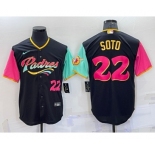 Men's San Diego Padres #22 Juan Soto Number Black 2022 City Connect Cool Base Stitched Jersey