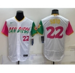 Men's San Diego Padres #22 Juan Soto Number White 2022 City Connect Flex Base Stitched Jersey