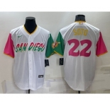 Men's San Diego Padres #22 Juan Soto White 2022 City Connect Cool Base Stitched Jersey