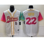 Men's San Diego Padres #22 Juan Soto White NEW 2023 City Connect Cool Base Stitched Jersey1