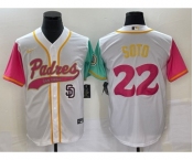 Men's San Diego Padres #22 Juan Soto White NEW 2023 City Connect Cool Base Stitched Jersey1
