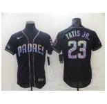 Men's San Diego Padres #23 Fernando Tatis Jr. Black 2021 Iridescent Logo Jersey Jersey