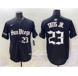 Men's San Diego Padres #23 Fernando Tatis Jr. Black Gothic Edition Vapor Limited Stitched Baseball Jersey
