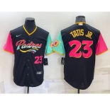 Men's San Diego Padres #23 Fernando Tatis Jr Black Number 2022 City Connect Cool Base Stitched Jersey