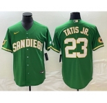 Men's San Diego Padres #23 Fernando Tatis Jr Green Cool Base Stitched Baseball Jersey 1