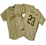 Men's San Diego Padres #23 Fernando Tatis Jr Khaki Pinstripe Limited Stitched Jersey