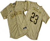 Men's San Diego Padres #23 Fernando Tatis Jr Khaki Pinstripe Limited Stitched Jersey