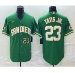 Men's San Diego Padres #23 Fernando Tatis Jr Number Green Cool Base Stitched Baseball Jersey