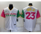 Men's San Diego Padres #23 Fernando Tatis Jr White 2022 City Connect Cool Base Stitched Jersey