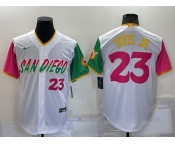 Men's San Diego Padres #23 Fernando Tatis Jr White Number 2022 City Connect Cool Base Stitched Jersey