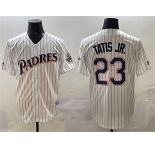 Men's San Diego Padres #23 Fernando Tatis Jr. White Throwback With Patch Cool Base Stitched Baseball Jersey