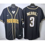 Men's San Diego Padres #3 Jackson Merrill 2026 Black Fashion Cool Base Jersey