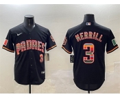 Men's San Diego Padres #3 Jackson Merrill Black Mexico Cool Base Stitched Baseball Jersey