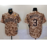 Men's San Diego Padres #3 Jackson Merrill Camo With PS Patch Cool Base Stitched Jersey