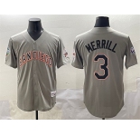 Men's San Diego Padres #3 Jackson Merrill Gray Fashion Throwback With Patch Cool Base Stitched Jersey