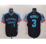 Men's San Diego Padres #3 Jackson Merrill Number Navy 2024 All Star Limited Stitched Jersey