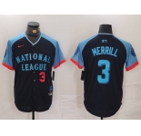 Men's San Diego Padres #3 Jackson Merrill Number Navy 2024 All Star Limited Stitched Jerseys