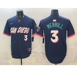 Men's San Diego Padres #3 Jackson Merrill  Obsidian 2026 City Connect Limited Stitched Baseball Jersey.