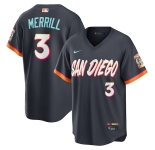 Men's San Diego Padres #3 Jackson Merrill Obsidian 2026 City Connect Stadium Limited Stitched Baseball Jersey