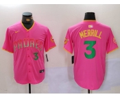 Men's San Diego Padres #3 Jackson Merrill Pink Player Number Fashion Baseball Jersey
