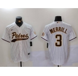 Men's San Diego Padres #3 Jackson Merrill Tan 2023 Cool Base Stitched Jerseys