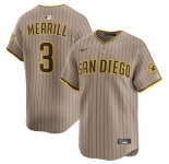 Men's San Diego Padres #3 Jackson Merrill Tan 2024 Alternate Limited Stitched Baseball Jersey