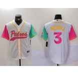 Men's San Diego Padres #3 Jackson Merrill White NEW 2023 City Connect Cool Base Stitched Jersey