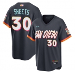 Men's San Diego Padres #30 Gavin Sheets Obsidian 2026 City Connect Stadium Stitched Baseball Jersey