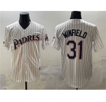 Men's San Diego Padres #31 Dave Winfield White Throwback With Patch Cool Base Stitched Baseball Jersey