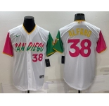 Men's San Diego Padres #38 Jorge Alfaro White Number 2022 City Connect Cool Base Stitched Jersey