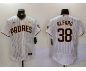 Men's San Diego Padres #38 Jorge Alfaro White With PS Patch Stitched Flex Base Jersey