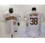 Men's San Diego Padres #38 Jorge Alfaro White With PS Patch Stitched Flex Base Jerseys