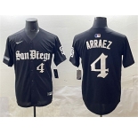 Men's San Diego Padres #4 Luis Arraez Black Gothic Edition Vapor Limited Stitched Baseball Jersey