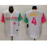 Men's San Diego Padres #4 Luis Arraez Number White 2023 City Connect Cool Base Stitched Jersey