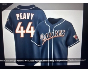 Men's San Diego Padres #44 Jake Peavy Limited Navy Cooperstown Collectio Stitched Baseball Jersey