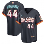 Men's San Diego Padres #44 Joe Musgrove Obsidian 2026 City Connect Stadium Limited Stitched Baseball Jersey