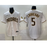 Men's San Diego Padres #5 Ram贸n Laureano White Cool Base Stitched Baseball Jersey