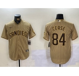 Men's San Diego Padres #84 Dylan Cease Khaki Team Logo Stitched Cool Base Nike Jersey
