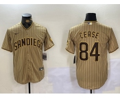 Men's San Diego Padres #84 Dylan Cease Khaki Team Logo Stitched Cool Base Nike Jersey