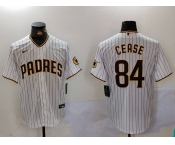 Men's San Diego Padres #84 Dylan Cease White Team Logo Stitched Cool Base Nike Jersey