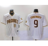 Men's San Diego Padres #9 Jake Cronenworth White Team Logo Stitched MLB Cool Base Nike Jerseys