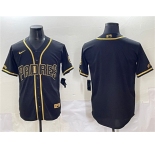 Men's San Diego Padres Blank Black Gold Stitched Baseball Jersey