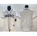 Men's San Diego Padres Blank White Cool Base Stitched Baseball Jersey